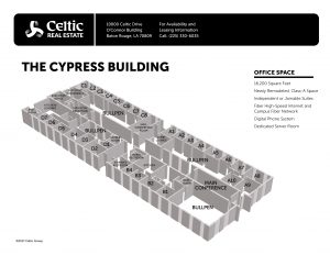 Celtic Real Estate Celtic Media Centre Baton Rouge LA Cypress Office Building Floor Plan